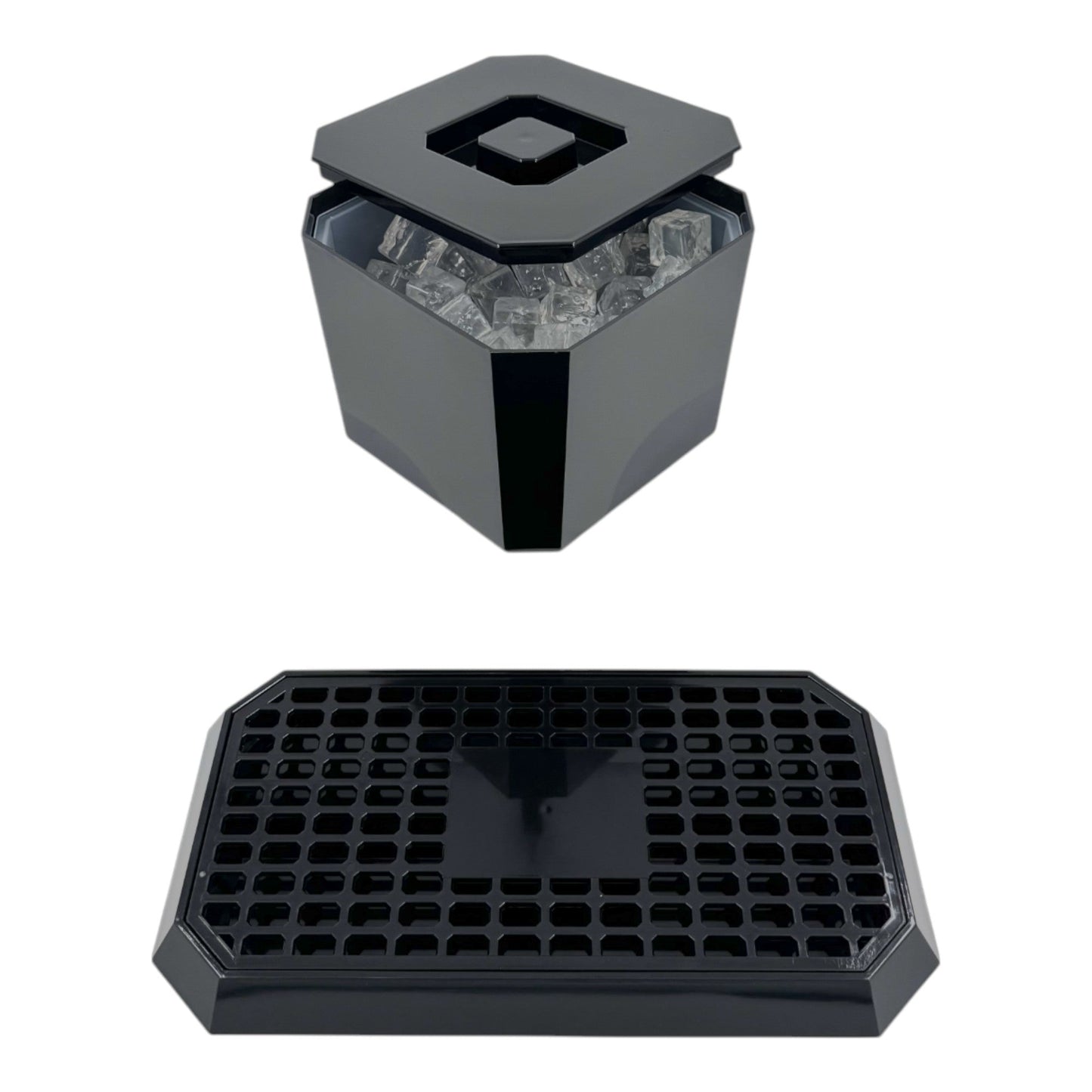 Octagonal Plastic Ice Bucket & Drip Tray Black - Premium Home from Chabrias Ltd - Just £19.99! Shop now at Chabrias Ltd