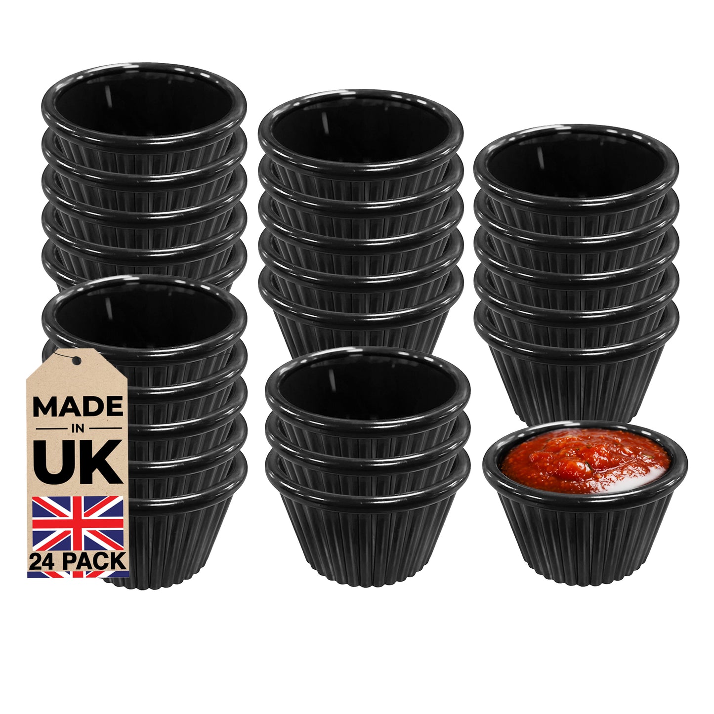 Black Fluted Ramekins 1oz, 1.5oz, 2oz - Made in UK - Premium Ramekin from Chabrias Ltd - Just £11.99! Shop now at Chabrias Ltd