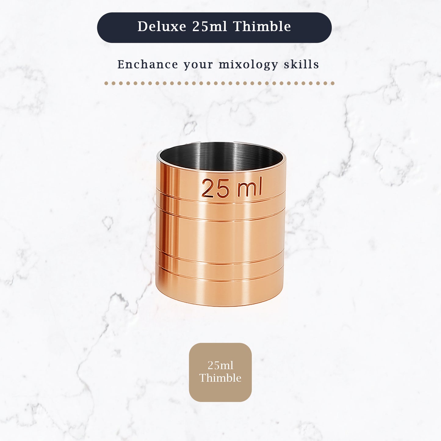 Stainless Steel 25ml Thimble Measure Copper Plated, Government Stamped - Premium Kitchen from Chabrias Ltd - Just £4.99! Shop now at Chabrias Ltd