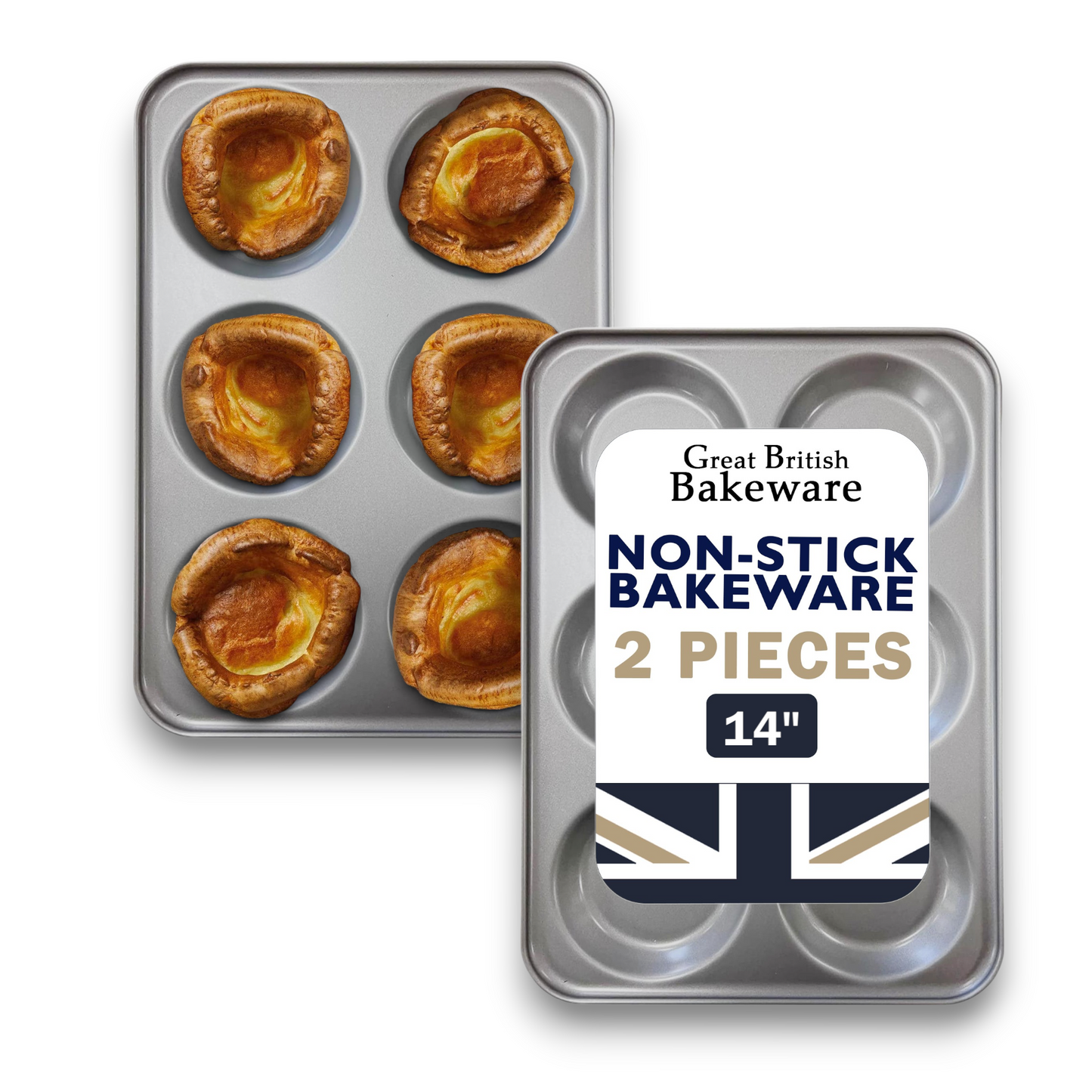 Non-Stick Yorkshire Pudding Oven Tray, Large 6 Cup (2 piece) - Premium Kitchen from Chabrias Ltd - Just £15.99! Shop now at Chabrias Ltd