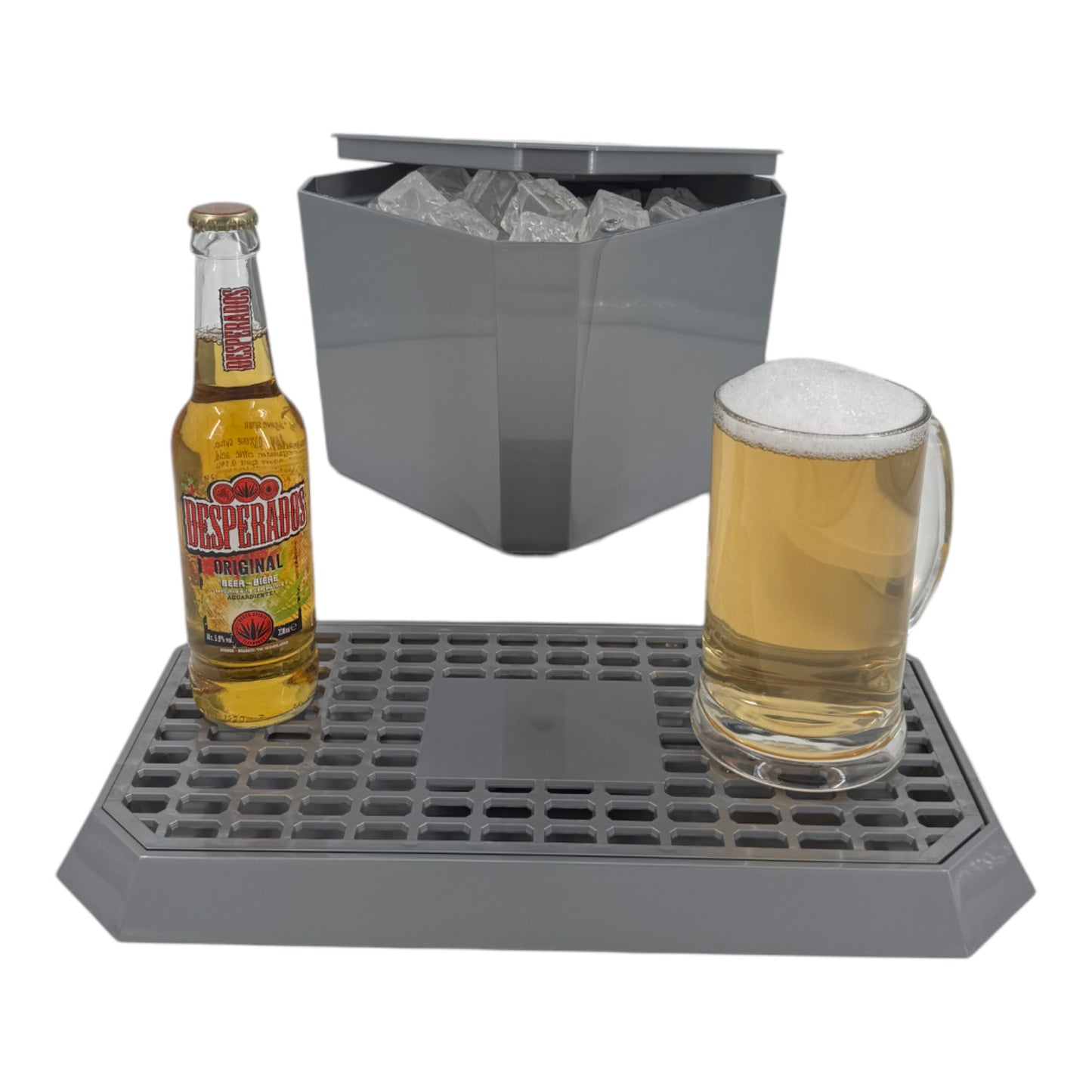 Octagonal Plastic Ice Bucket & Drip Tray Silver - Premium Home from Chabrias Ltd - Just £14.99! Shop now at Chabrias Ltd