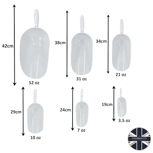 White PP Plastic Scoop - Multipurpose Measuring Scoop for Dry and Liquid Ingredients, Heavy Duty for Home, Commercial, and Industrial Use, Ice, Icecream, Flour, Sugar, Pet Food - Premium Kitchen from Chabrias Ltd - Just £4.74! Shop now at Chabrias Ltd