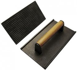 Samuel Groves - Cast Iron Steak Weight and Burger Press Black Prevent Meat Curling - Premium Kitchen from Samuel Groves - Just £9.49! Shop now at Chabrias Ltd