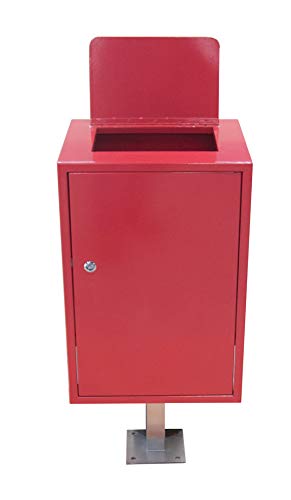 Red Metal Steel Street Bin, With Galvanized Iron Liner - Premium Lawn & Patio from Chabrias Ltd - Just £189.99! Shop now at Chabrias Ltd