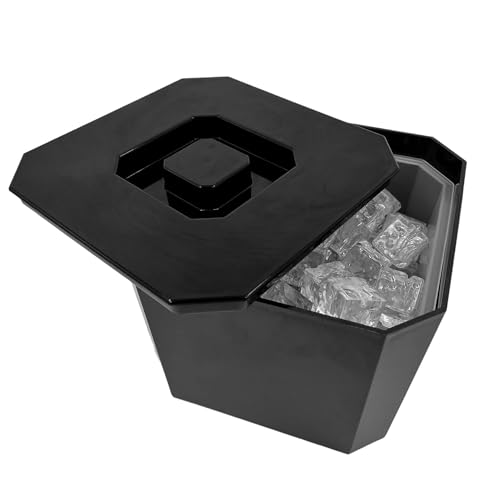 6 Litre Octagonal & Double Walled Insulation Ice Bucket with Lid Black - Premium Kitchen from Chabrias Ltd - Just £14.20! Shop now at Chabrias Ltd