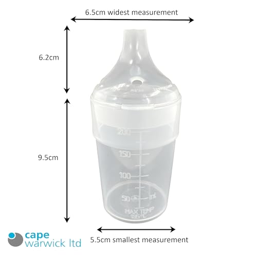 Chabrias Ltd 2 Pack Clear, Wide Spout, Feeding Beakers 200ml with Graduated Measurements in ML and Max Temperature, Spill-Proof, Dishwasher and Microwave Safe, Care Homes, Carers, Reusable UK Made - Premium Kitchen from Chabrias Ltd - Just £8.54! Shop now at Chabrias Ltd