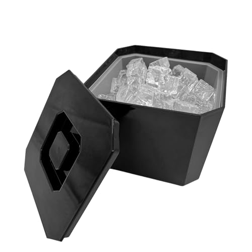 6 Litre Octagonal & Double Walled Insulation Ice Bucket with Lid Black - Premium Kitchen from Chabrias Ltd - Just £14.20! Shop now at Chabrias Ltd
