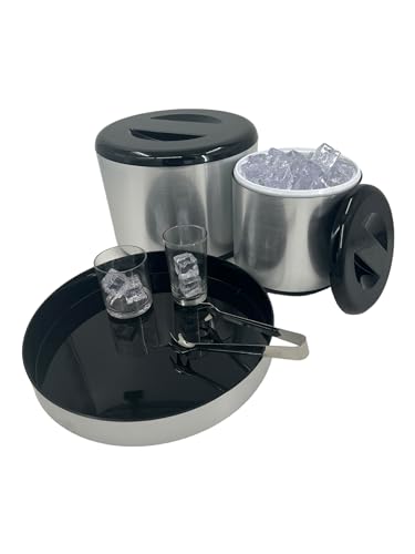 Chabrias Ice Bucket with Lid and Ice Tongs | Round & Double Walled Insulation | Perfect for Home Bars, Pubs, Restaurants, BBQs and Picnics - Premium Kitchen from Chabrias Ltd - Just £14.24! Shop now at Chabrias Ltd