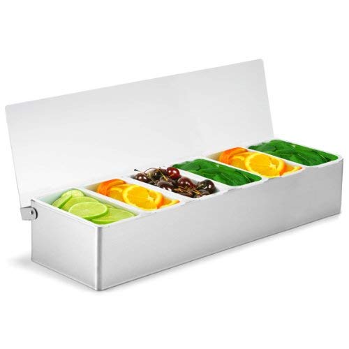 Condiment Dispenser 6 Compartment Chrome | Back Bar Condiment Holder, 6 Pot Dispenser - Ideal for Dispensing Cocktail Garnishes & Ingredients - Premium BISS from Tablecraft - Just £23.28! Shop now at Chabrias Ltd