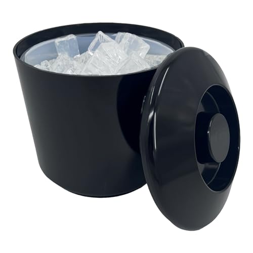 4 Litre Round Plastic Ice Bucket With Lid Double Walled Insulation Black - Premium Barware from Chabrias Ltd - Just £13.29! Shop now at Chabrias Ltd