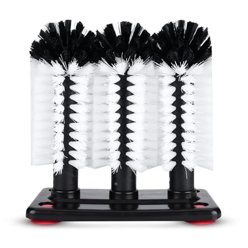 3 Brush Glass Washer with Suction Cup Base - Premium Home from Chabrias Ltd - Just £16.99! Shop now at Chabrias Ltd