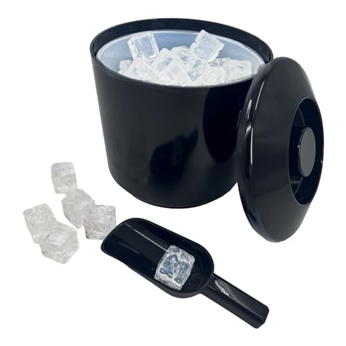 4 Litre Round Plastic Ice Bucket With Lid Double Walled Insulation Black - Premium Barware from Chabrias Ltd - Just £13.29! Shop now at Chabrias Ltd