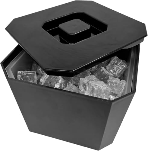 6 Litre Octagonal & Double Walled Insulation Ice Bucket with Lid Black - Premium Kitchen from Chabrias Ltd - Just £14.20! Shop now at Chabrias Ltd