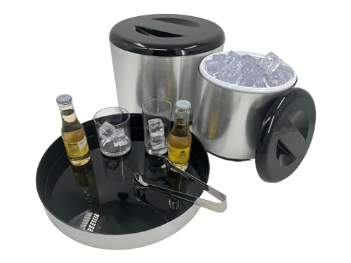 Chabrias Ice Bucket with Lid and Ice Tongs | Round & Double Walled Insulation | Perfect for Home Bars, Pubs, Restaurants, BBQs and Picnics - Premium Kitchen from Chabrias Ltd - Just £14.24! Shop now at Chabrias Ltd