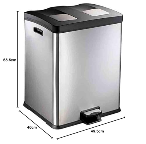Chabrias Ltd 60L Stainless Steel Double Compartment Kitchen Pedal Recycling Twin Bin - Premium BISS from Chabrias Ltd - Just £123.49! Shop now at Chabrias Ltd