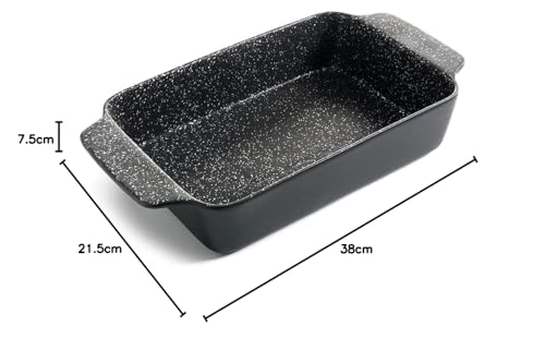 Non Stick ILAG Coating Black Silver Speckle Ceramic Roaster Casserole Dishes - Premium Kitchen from Chabrias Ltd - Just £9.45! Shop now at Chabrias Ltd