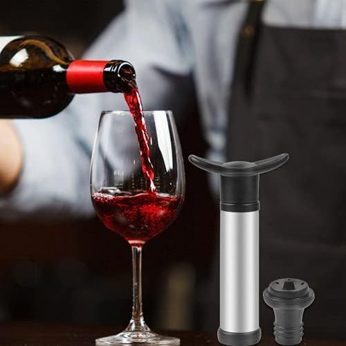 Wine Vacuum Pump & 2 Stoppers – Stainless Steel Wine Saver to Keep Wine Fresh – Easy-to-Use Wine Sealer Gift Set - Premium Kitchen from Chabrias Ltd - Just £9.49! Shop now at Chabrias Ltd