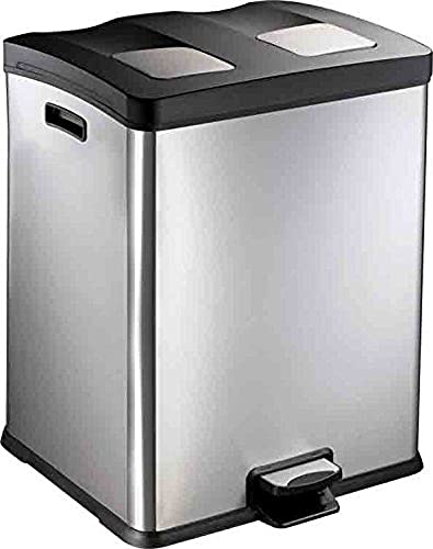 Chabrias Ltd 60L Stainless Steel Double Compartment Kitchen Pedal Recycling Twin Bin - Premium BISS from Chabrias Ltd - Just £123.49! Shop now at Chabrias Ltd