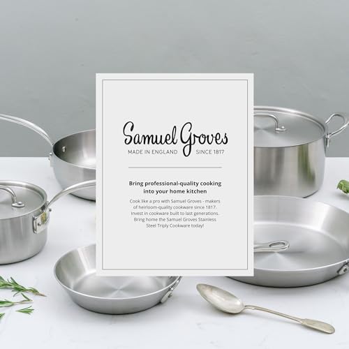 Samuel Groves - Classic Stainless Steel Tri-Ply Frying Pan - Rapid Heat Distribution - Suitable for All Hobs, Including Induction Made in England - Premium Kitchen from Samuel Groves - Just £66.50! Shop now at Chabrias Ltd