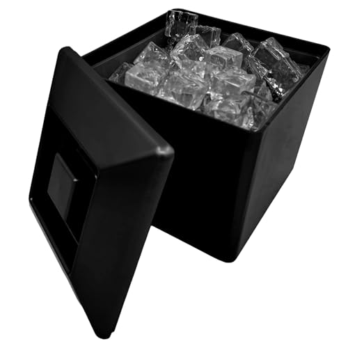 5 Litre Square Plastic Ice Bucket With Lid Double Walled Insulation Black - Premium Kitchen from Chabrias Ltd - Just £14.24! Shop now at Chabrias Ltd