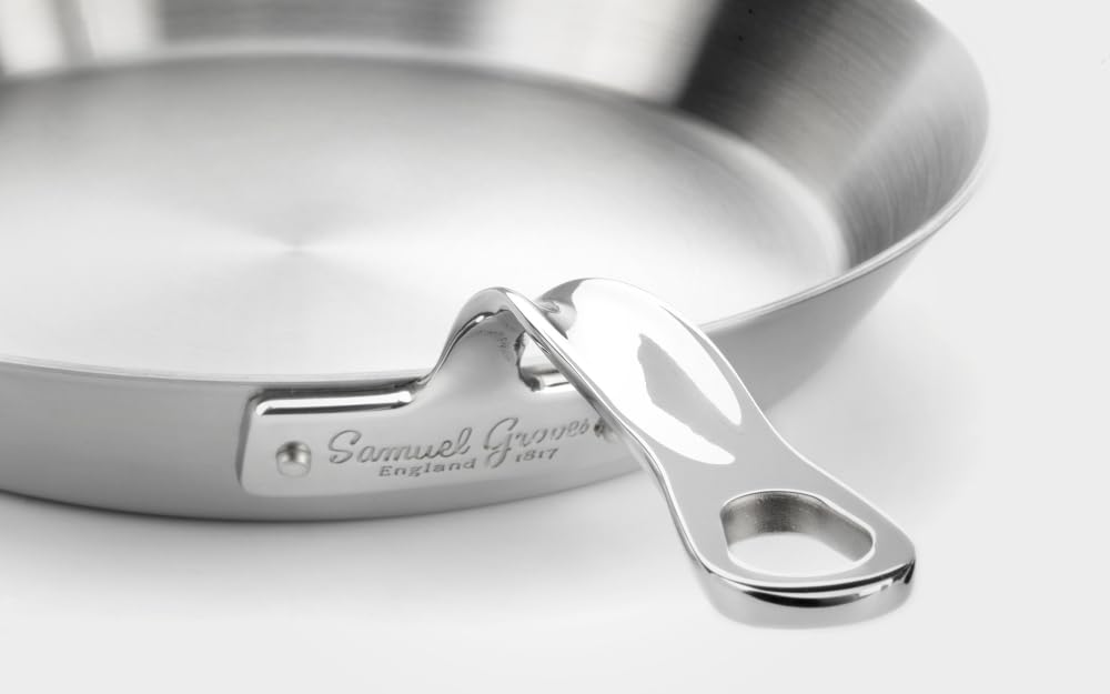 Samuel Groves - Classic Stainless Steel Tri-Ply Frying Pan - Rapid Heat Distribution - Suitable for All Hobs, Including Induction Made in England - Premium Kitchen from Samuel Groves - Just £66.50! Shop now at Chabrias Ltd