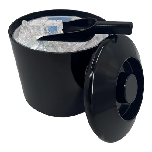 4 Litre Round Plastic Ice Bucket With Lid Double Walled Insulation Black - Premium Barware from Chabrias Ltd - Just £13.29! Shop now at Chabrias Ltd