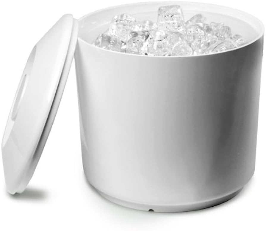 4 Litre Round Plastic Ice Bucket With Lid Double Walled Insulation White - Premium Barware from Chabrias Ltd - Just £13.29! Shop now at Chabrias Ltd