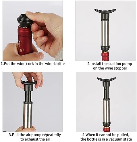 Wine Vacuum Pump & 2 Stoppers – Stainless Steel Wine Saver to Keep Wine Fresh – Easy-to-Use Wine Sealer Gift Set - Premium Kitchen from Chabrias Ltd - Just £9.49! Shop now at Chabrias Ltd