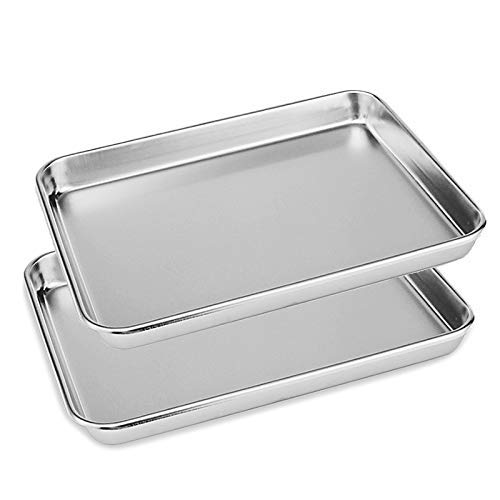 2x Stainless Steel Polished Baking Trays 40cm Non Toxic By Chabrias LTD - Premium Kitchen from Samuel Groves - Just £18.99! Shop now at Chabrias Ltd