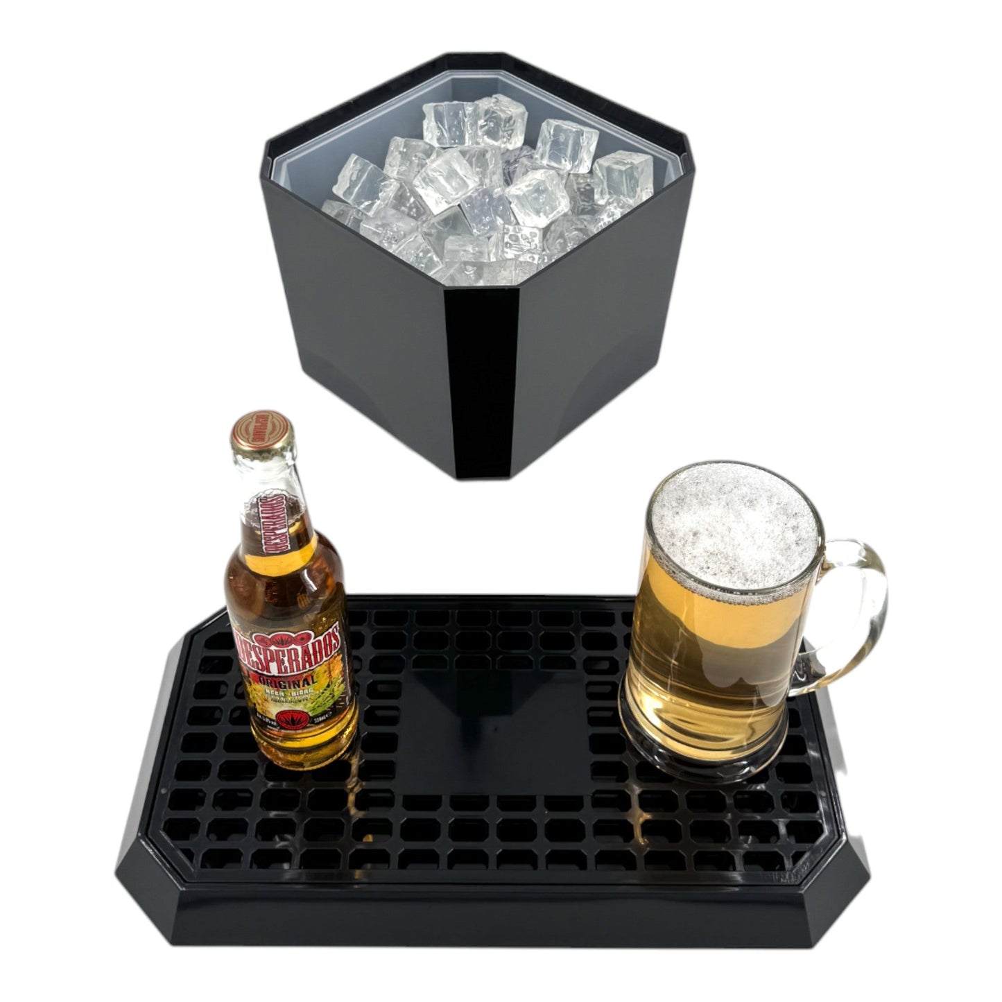 Octagonal Plastic Ice Bucket & Drip Tray Black - Premium Home from Chabrias Ltd - Just £19.99! Shop now at Chabrias Ltd