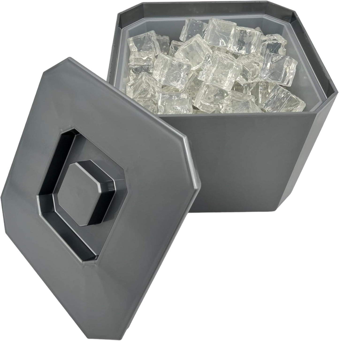Octagonal Plastic Ice Bucket & Drip Tray Silver - Premium Home from Chabrias Ltd - Just £14.99! Shop now at Chabrias Ltd