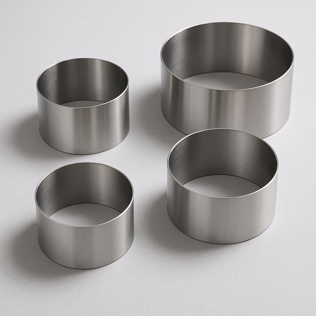 Food Presentation Rings Set of 4 - Stainless Steel Mousse & Cake Rings (70 x 35mm)