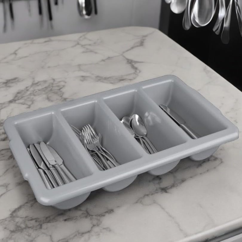 Chabrias Ltd Durable 4 Compartment GN 1/1 Cutlery Tray - Restaurant Grade, Easy-to-Clean Organizer,Efficient Kitchen Storage in Restaurants, Schools, and Commercial Use - Premium Home from Chabrias Ltd - Just £14.20! Shop now at Chabrias Ltd