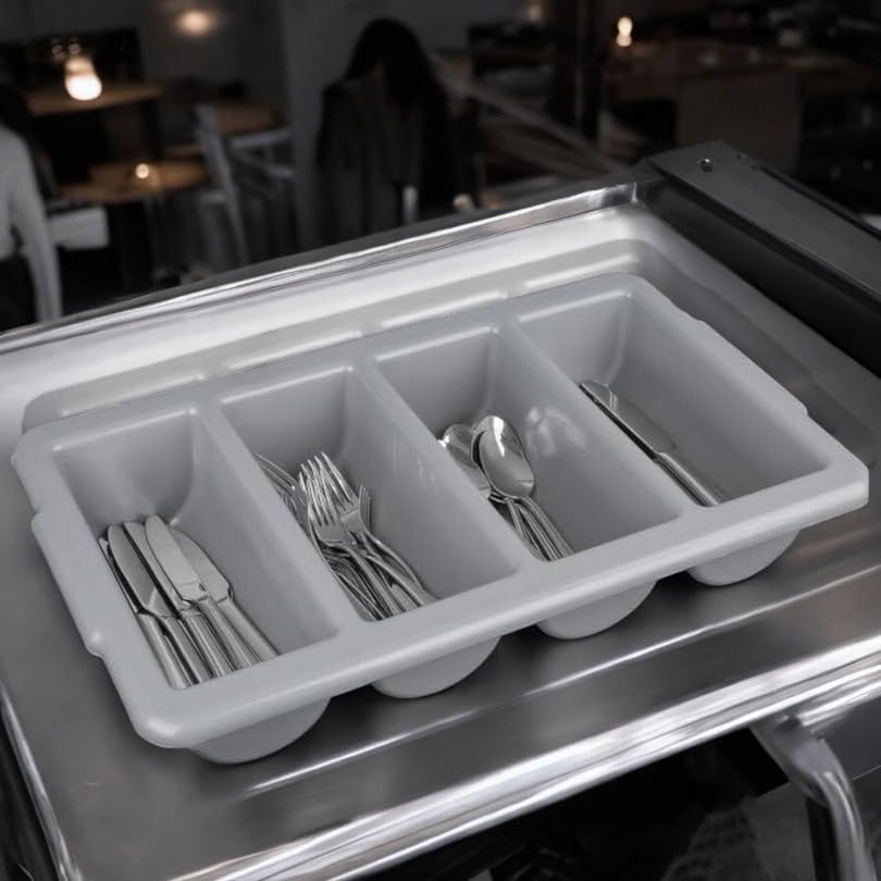 Chabrias Ltd Durable 4 Compartment GN 1/1 Cutlery Tray - Restaurant Grade, Easy-to-Clean Organizer,Efficient Kitchen Storage in Restaurants, Schools, and Commercial Use - Premium Home from Chabrias Ltd - Just £14.20! Shop now at Chabrias Ltd