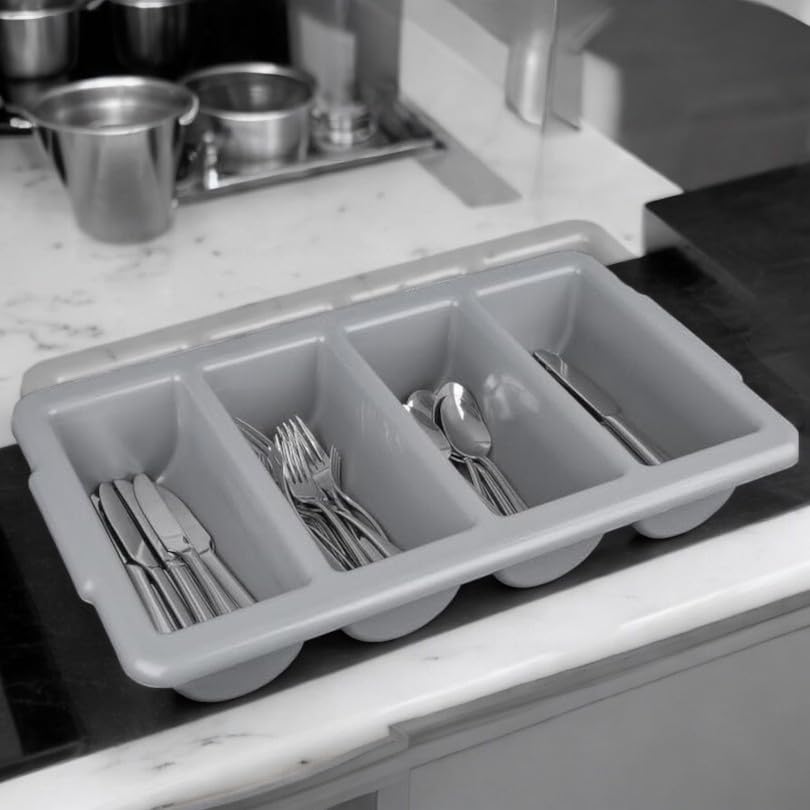 Chabrias Ltd Durable 4 Compartment GN 1/1 Cutlery Tray - Restaurant Grade, Easy-to-Clean Organizer,Efficient Kitchen Storage in Restaurants, Schools, and Commercial Use - Premium Home from Chabrias Ltd - Just £14.20! Shop now at Chabrias Ltd