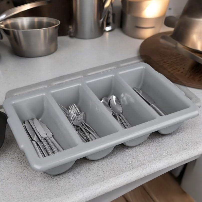 Chabrias Ltd Durable 4 Compartment GN 1/1 Cutlery Tray - Restaurant Grade, Easy-to-Clean Organizer,Efficient Kitchen Storage in Restaurants, Schools, and Commercial Use - Premium Home from Chabrias Ltd - Just £14.20! Shop now at Chabrias Ltd
