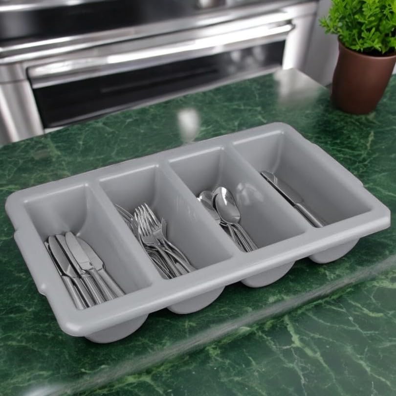 Chabrias Ltd Durable 4 Compartment GN 1/1 Cutlery Tray - Restaurant Grade, Easy-to-Clean Organizer,Efficient Kitchen Storage in Restaurants, Schools, and Commercial Use - Premium Home from Chabrias Ltd - Just £14.20! Shop now at Chabrias Ltd