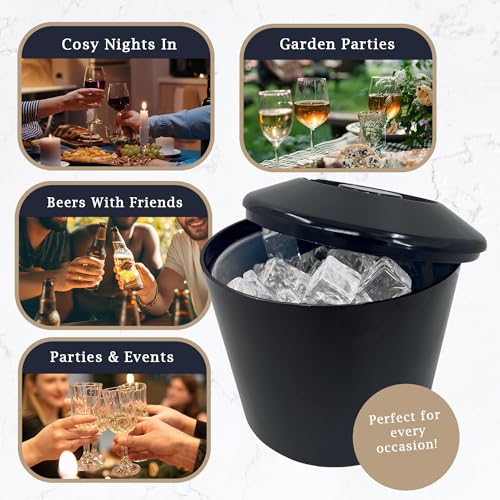 4 Litre Round Plastic Ice Bucket With Lid Double Walled Insulation Black - Premium Barware from Chabrias Ltd - Just £13.29! Shop now at Chabrias Ltd