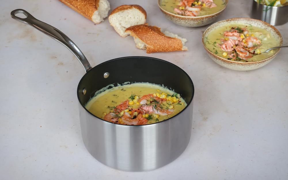 Samuel Groves Classic 18cm Non-Stick Stainless Steel Triply Saucepan with Lid UK Made - Premium Kitchen from Chabrias Ltd - Just £142.50! Shop now at Chabrias Ltd