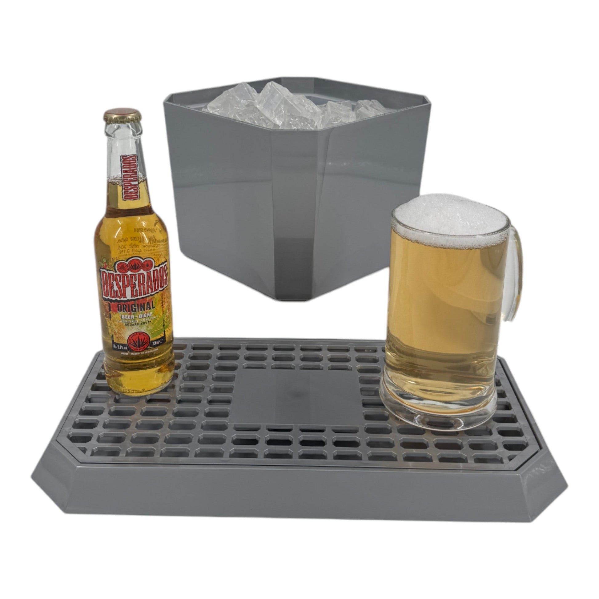 Octagonal Plastic Ice Bucket & Drip Tray Silver - Premium Home from Chabrias Ltd - Just £19.99! Shop now at Chabrias Ltd