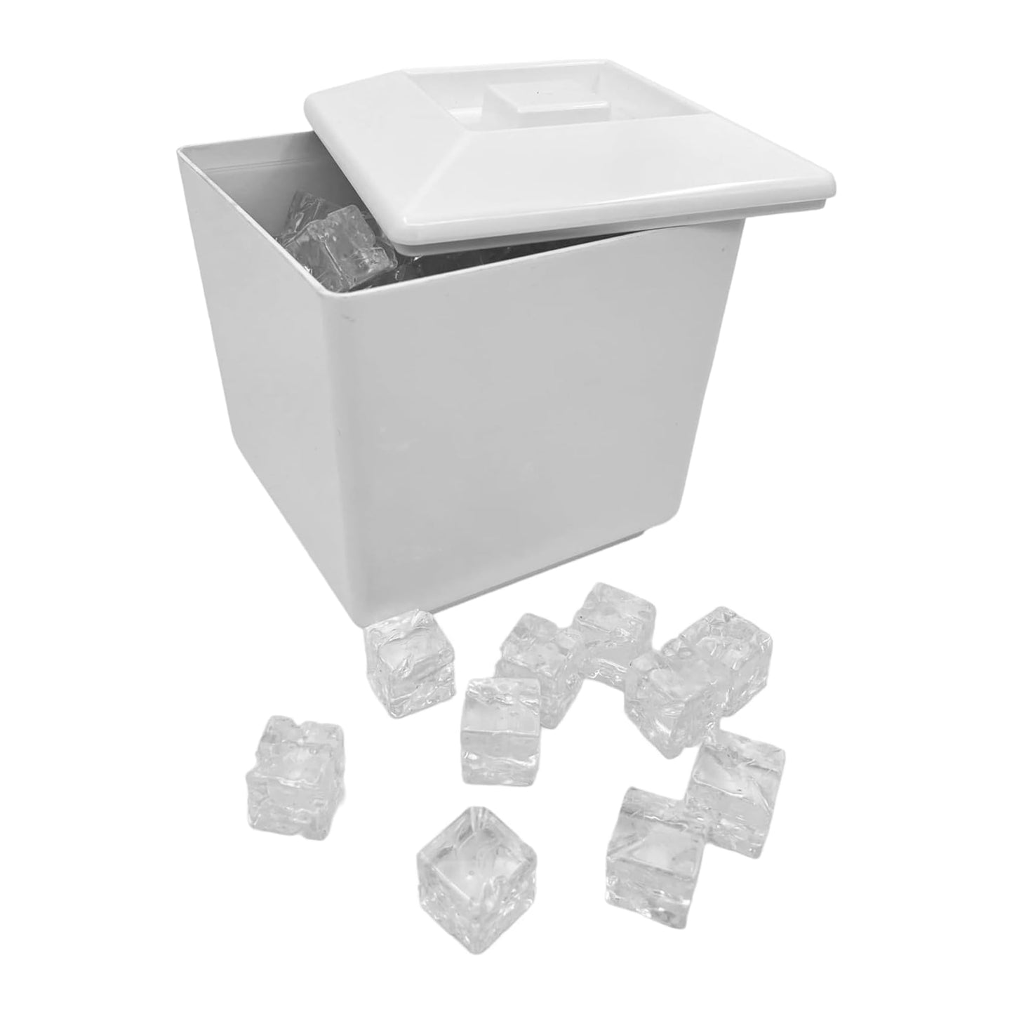 5 Litre Square Plastic Ice Bucket With Lid Double Walled Insulation White - Premium Kitchen from Chabrias Ltd - Just £14.24! Shop now at Chabrias Ltd