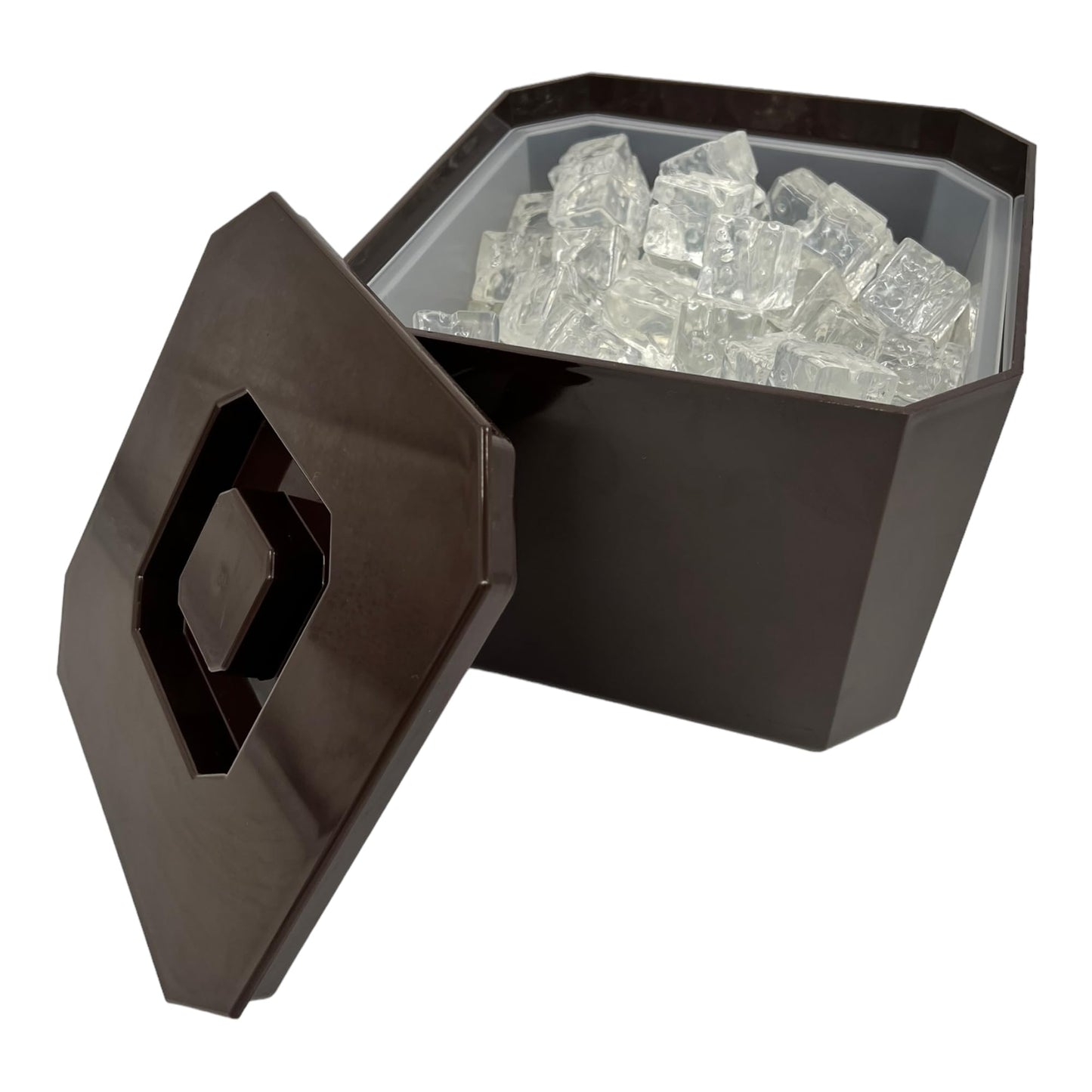 6 Litre Octagonal & Double Walled Insulation Ice Bucket with Lid Brown - Premium Kitchen from Chabrias Ltd - Just £14.20! Shop now at Chabrias Ltd