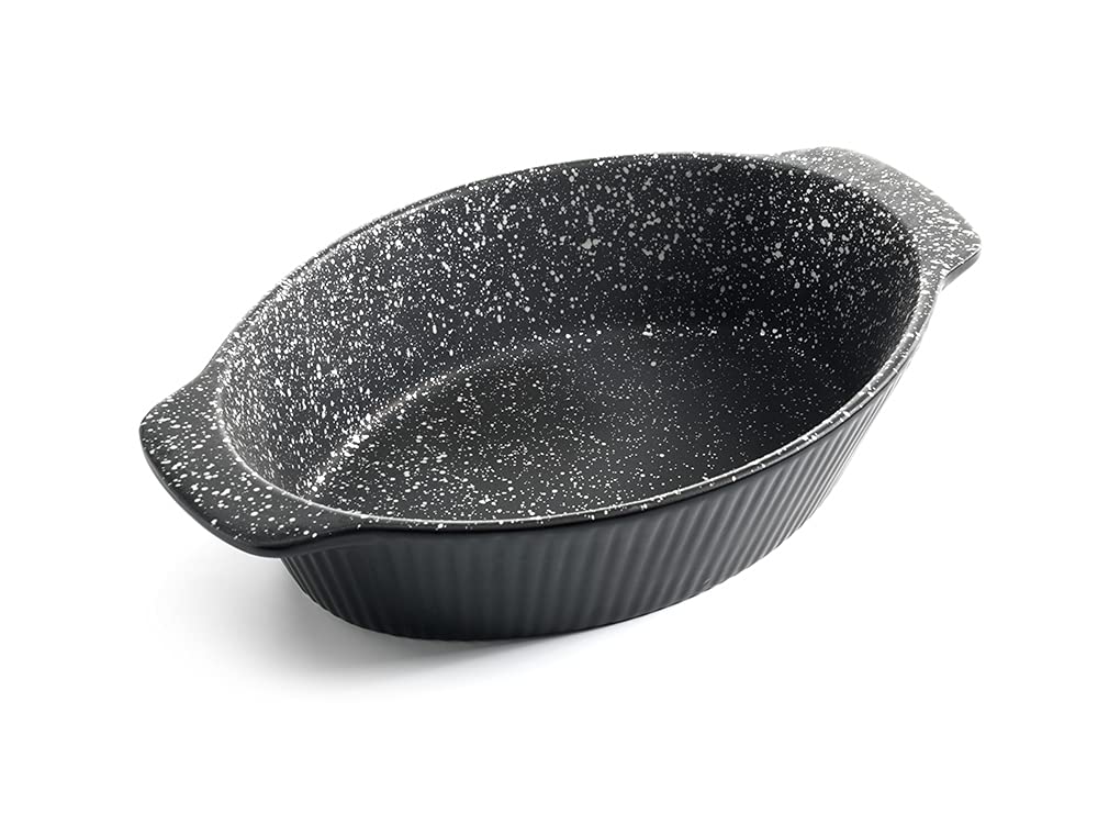 Non Stick ILAG Coating Black Silver Speckle Ceramic Roaster Casserole Dishes - Premium Kitchen from Chabrias Ltd - Just £9.45! Shop now at Chabrias Ltd