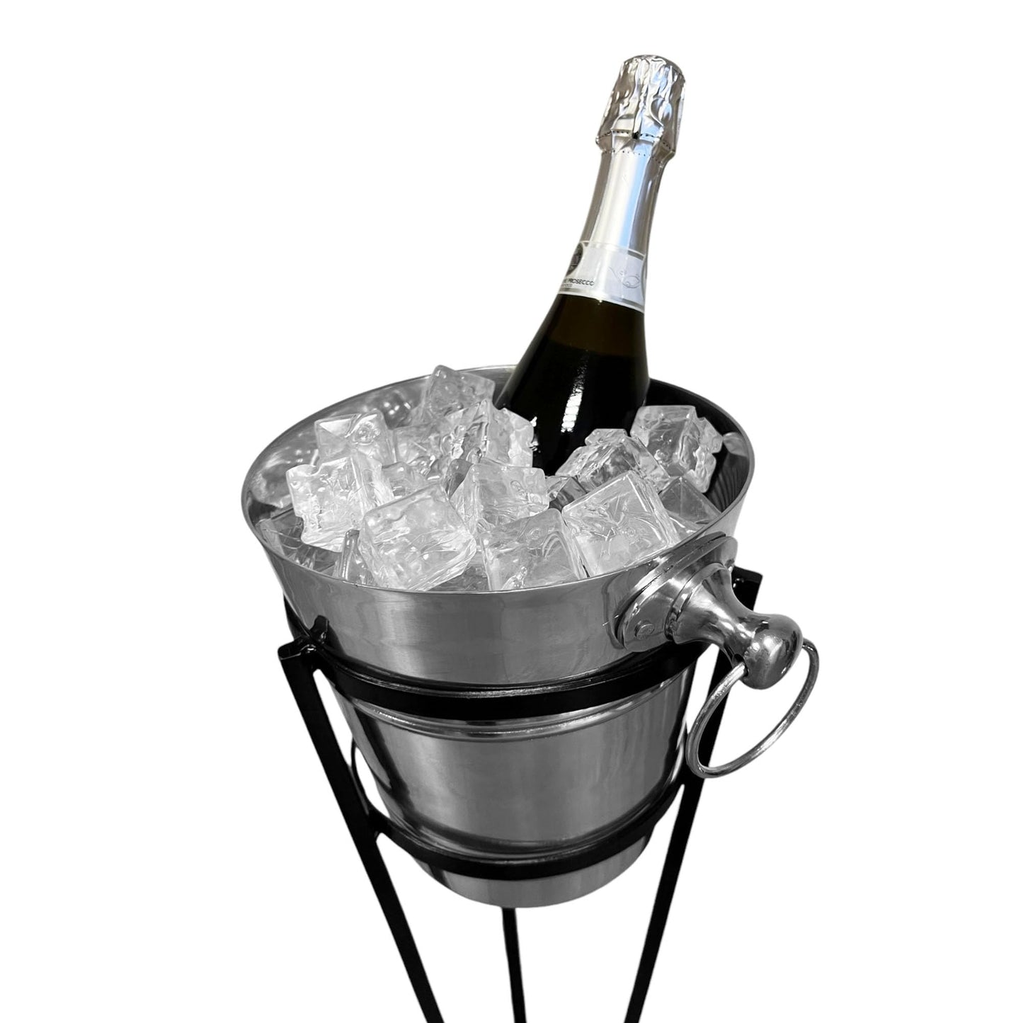 Premium Stainless Steel Wine & Champagne Ice Bucket with Wrought Iron Stand - Premium Home from Chabrias Ltd - Just £42.99! Shop now at Chabrias Ltd
