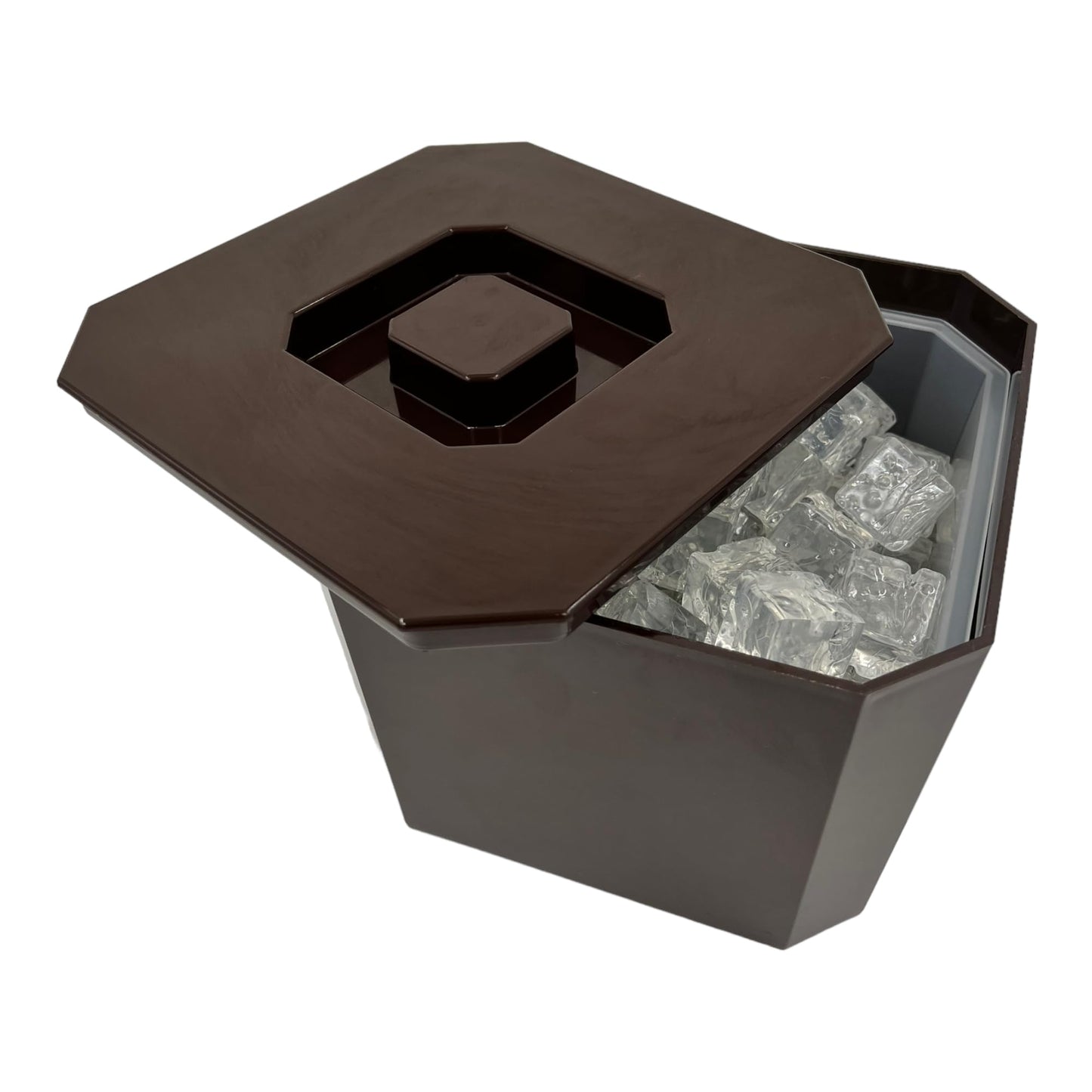 6 Litre Octagonal & Double Walled Insulation Ice Bucket with Lid Brown - Premium Kitchen from Chabrias Ltd - Just £14.20! Shop now at Chabrias Ltd