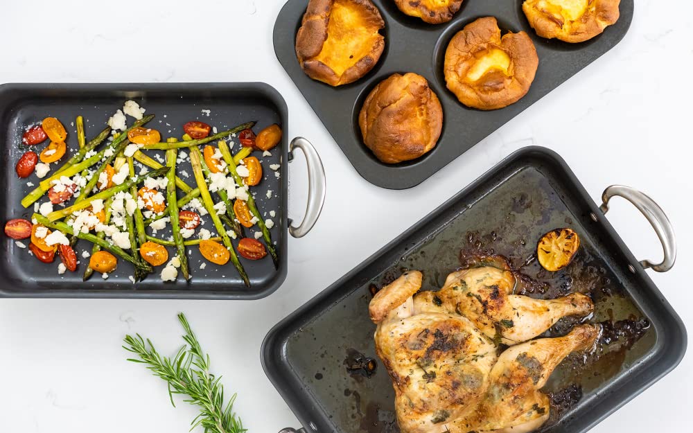 Hard Anodised 6-Hole Yorkshire Pudding Tray - Premium Kitchen from Mermaid - Just £39.99! Shop now at Chabrias Ltd