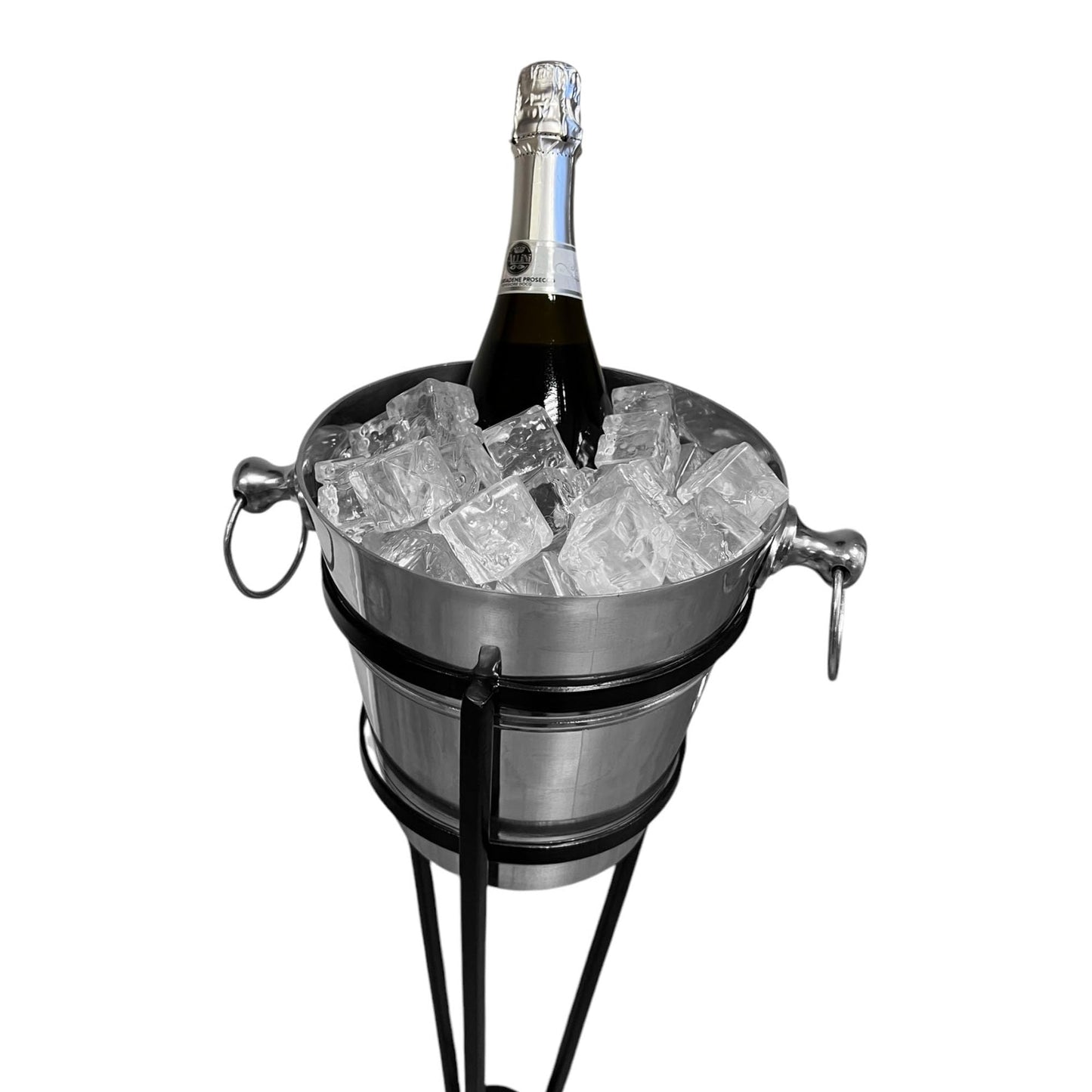 Premium Stainless Steel Wine & Champagne Ice Bucket with Wrought Iron Stand - Premium Home from Chabrias Ltd - Just £42.74! Shop now at Chabrias Ltd