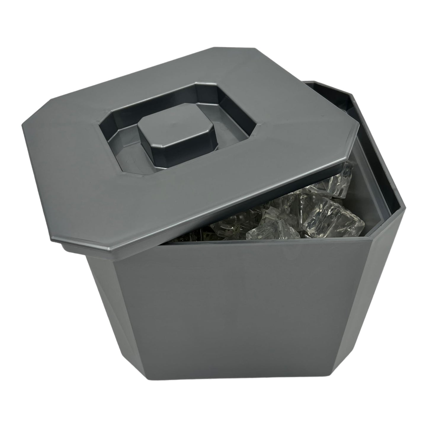 6 Litre Octagonal & Double Walled Insulation Ice Bucket With Lid Silver - Premium Kitchen from Chabrias Ltd - Just £14.20! Shop now at Chabrias Ltd