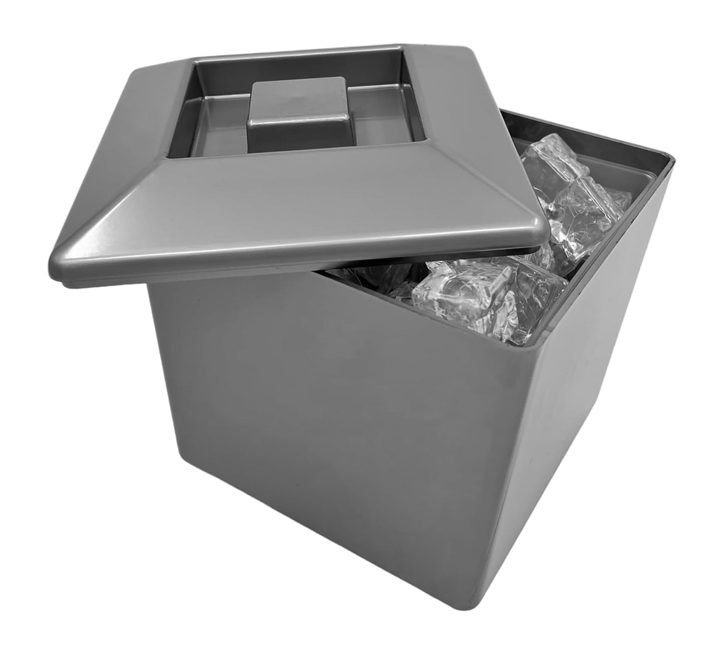 5 Litre Square Plastic Ice Bucket With Lid Double Walled Insulation Silver - Premium Kitchen from Chabrias Ltd - Just £14.24! Shop now at Chabrias Ltd