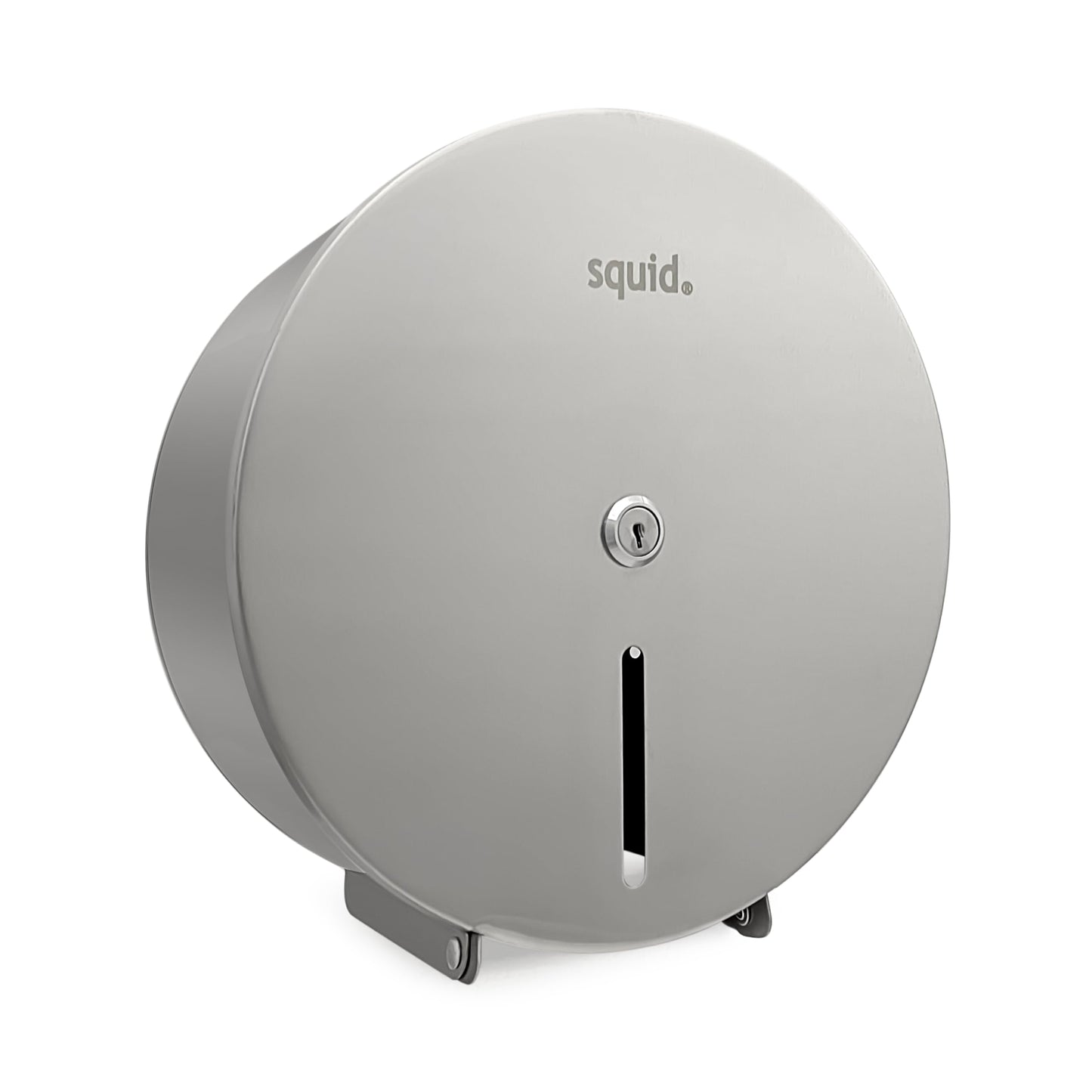 METAL Satin Silver Finish Quality Mini Jumbo 10" Toilet Roll Brushed Lockable Dispenser - Premium Home from easy HYGIENE - Just £26.59! Shop now at Chabrias Ltd